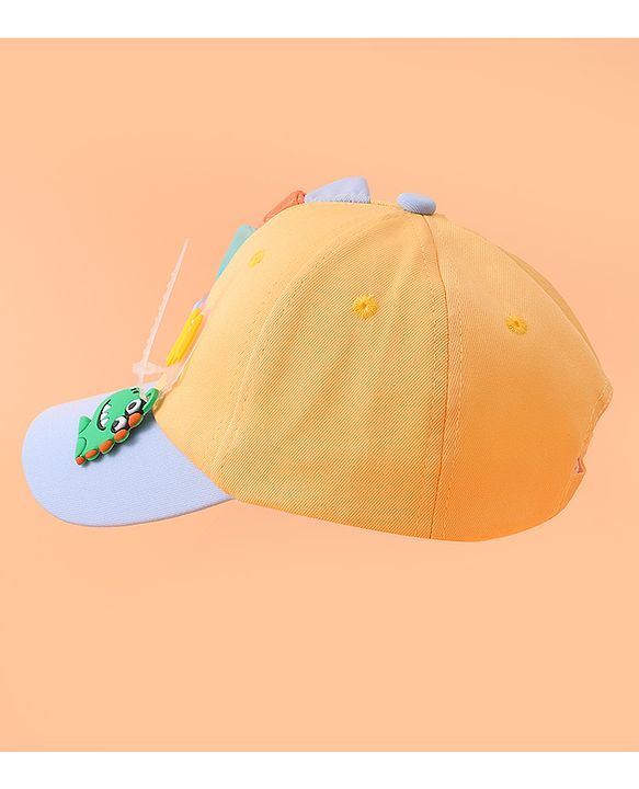 Babyhug Baseball Cap With Dino Applique - Yellow