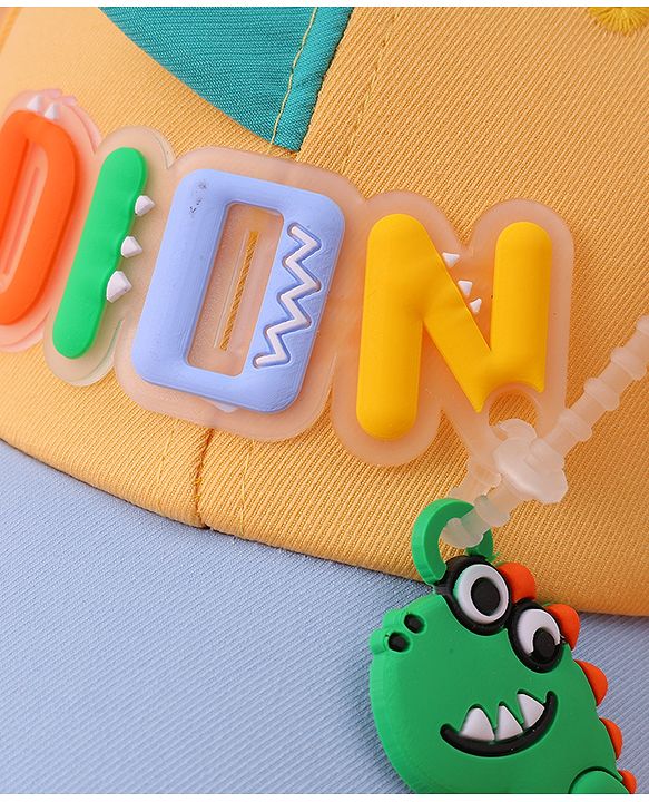 Babyhug Baseball Cap With Dino Applique - Yellow