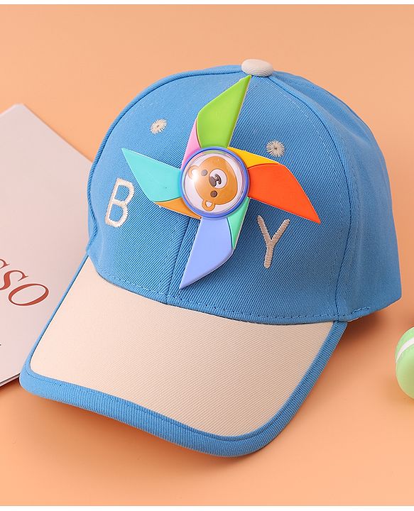 Babyhug Baseball Cap With Paper Windmill Applique - Blue