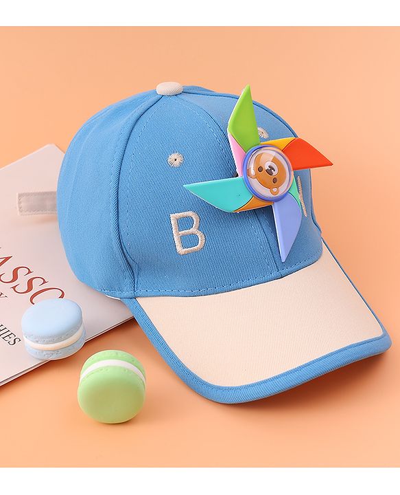 Babyhug Baseball Cap With Paper Windmill Applique - Blue