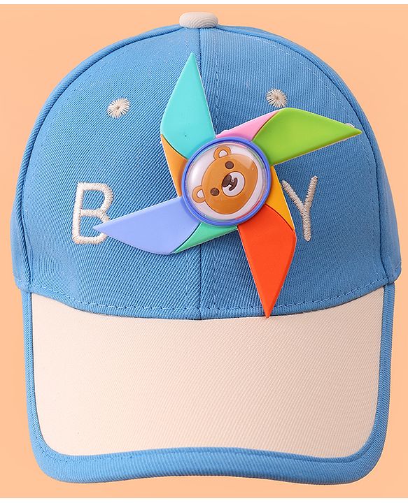 Babyhug Baseball Cap With Paper Windmill Applique - Blue