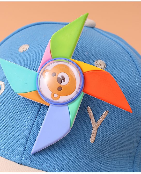 Babyhug Baseball Cap With Paper Windmill Applique - Blue