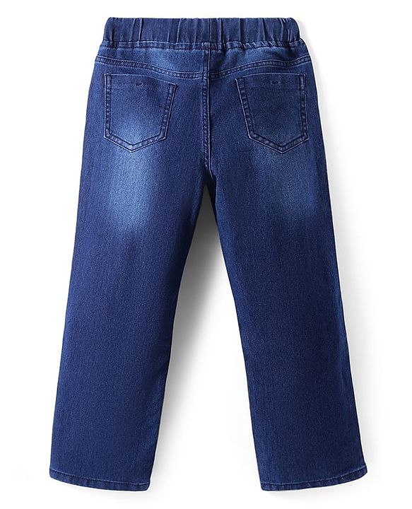 Pine Kids Woven Full Length Solid Washed Denim Jeans - Navy Blue