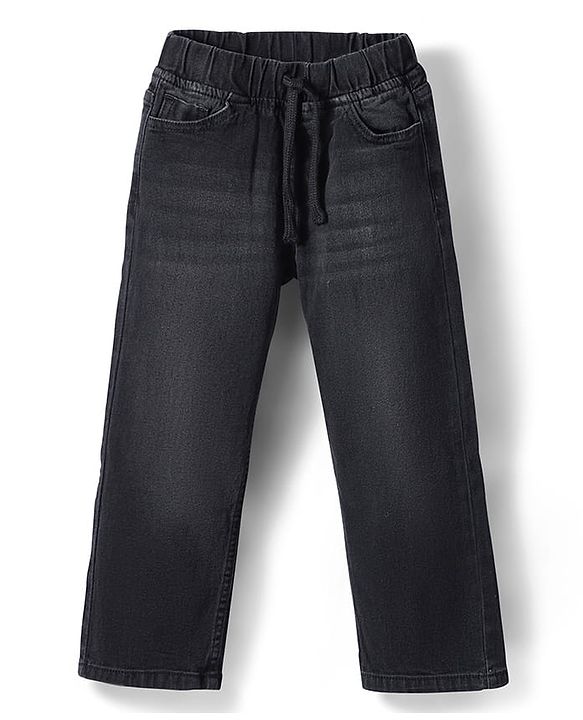 Pine Kids Denim Woven Full Length Washed Jeans - Black