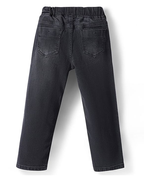 Pine Kids Denim Woven Full Length Washed Jeans - Black