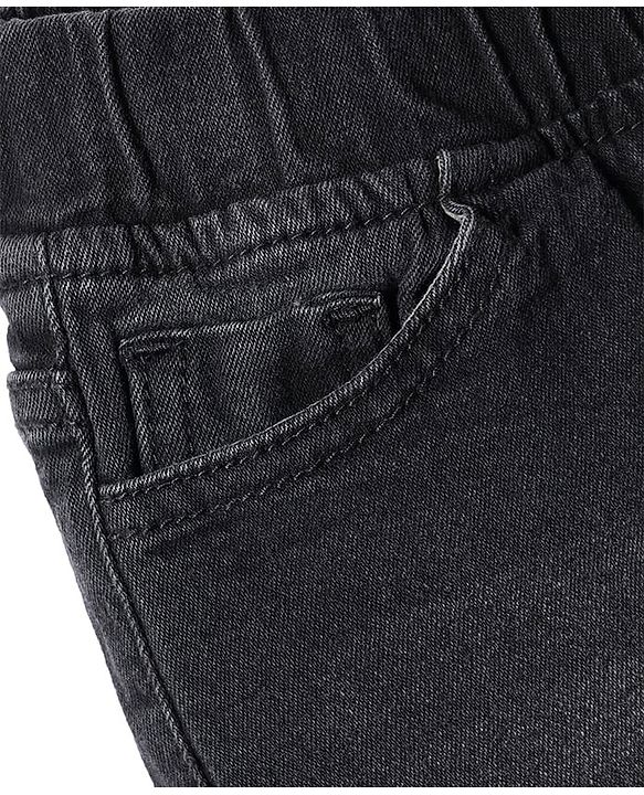 Pine Kids Denim Woven Full Length Washed Jeans - Black