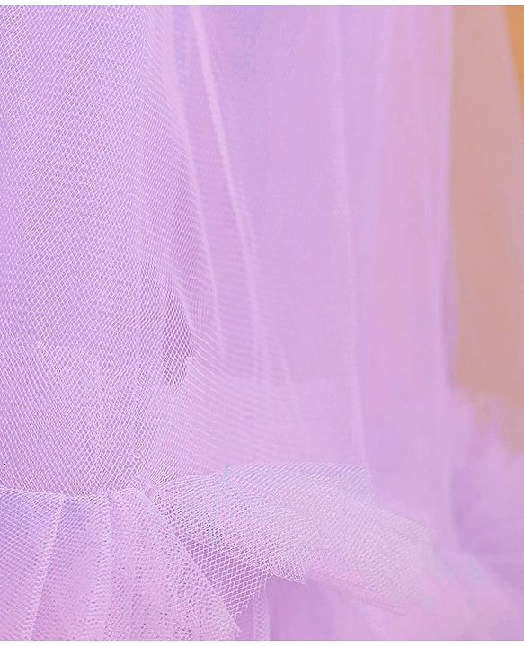 Babyhug Woven Sleeveless Sequined Yoke Fit & Flared Party Dress with Bow Applique & Frill Detailing at Hem  - Lilac