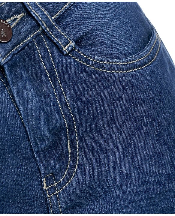 Pine Kids Woven Full Length Washed Denim Jeans - Blue