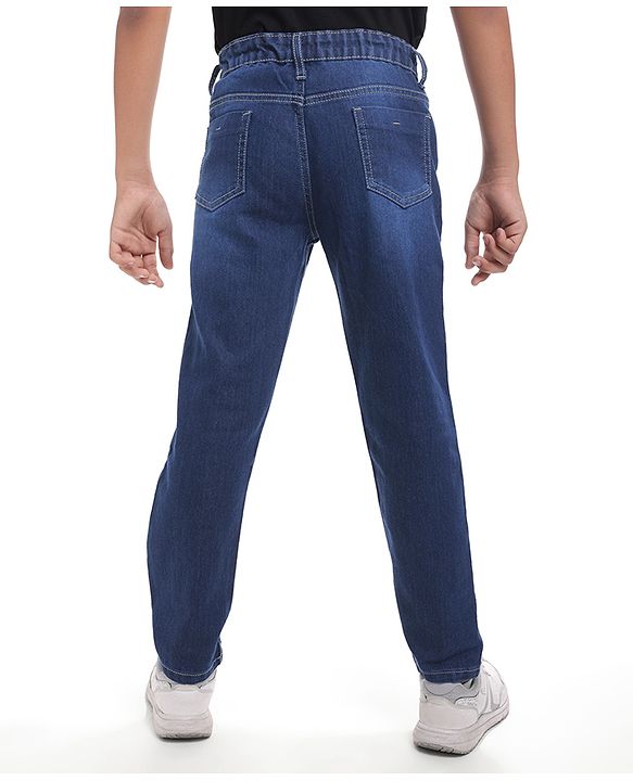 Pine Kids Woven Full Length Washed Denim Jeans - Blue