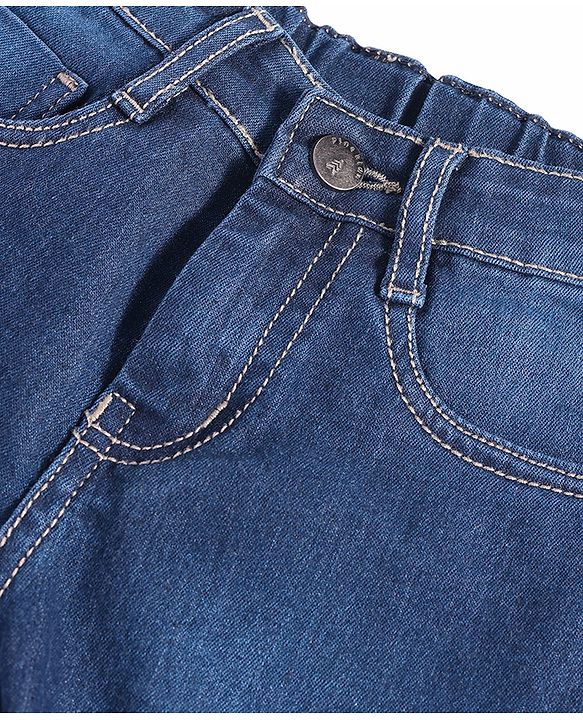 Pine Kids Woven Full Length Washed Denim Jeans - Blue