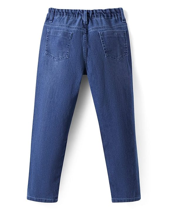 Pine Kids Woven Full Length Solid Washed Denim Jeans - Blue