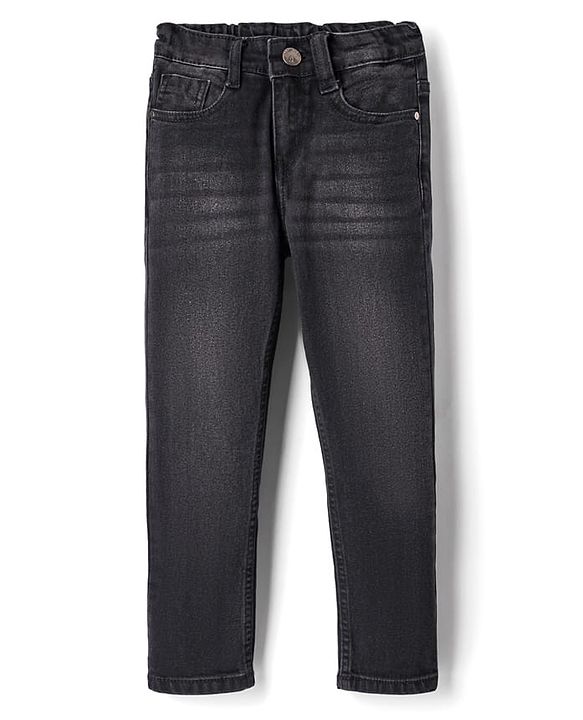 Pine Kids Woven Full Length Washed Denim Jeans - Black