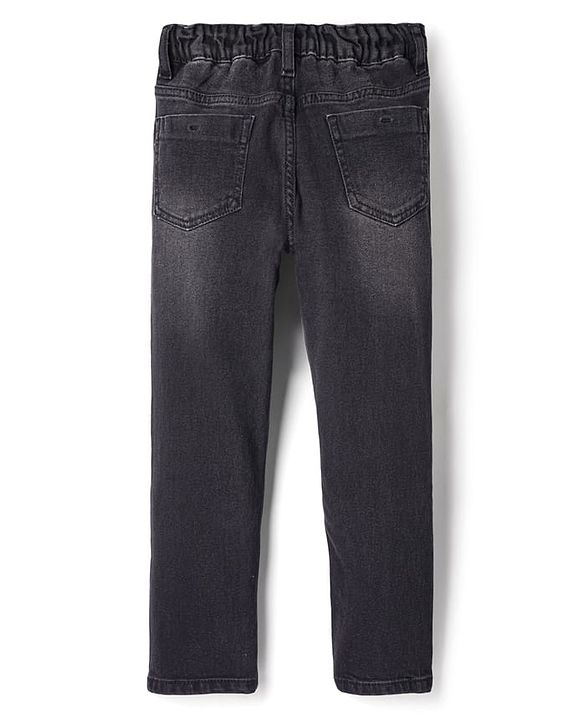 Pine Kids Woven Full Length Washed Denim Jeans - Black