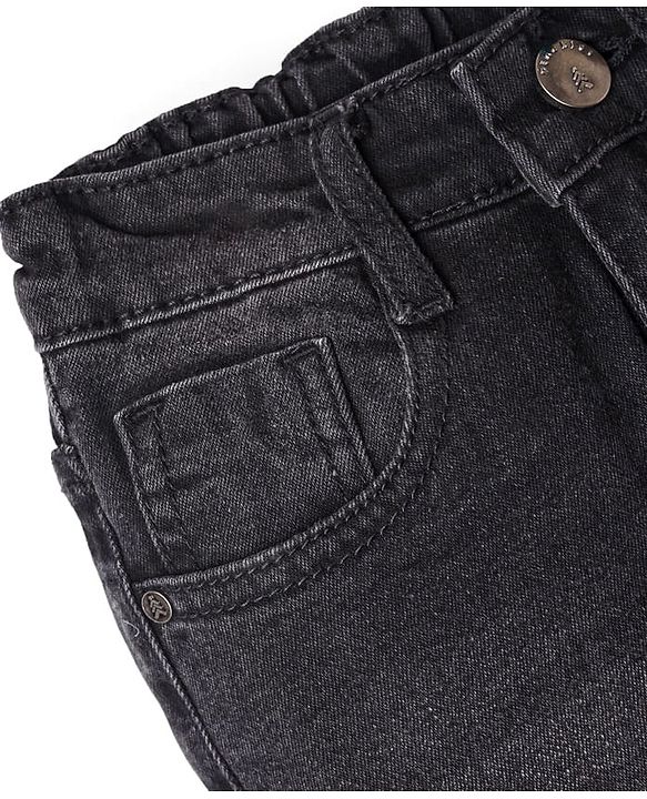 Pine Kids Woven Full Length Washed Denim Jeans - Black