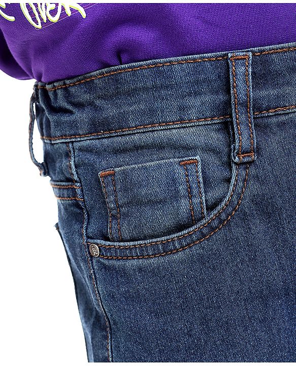 Pine Kids Denim Woven Full Length Washed Jeans - Blue