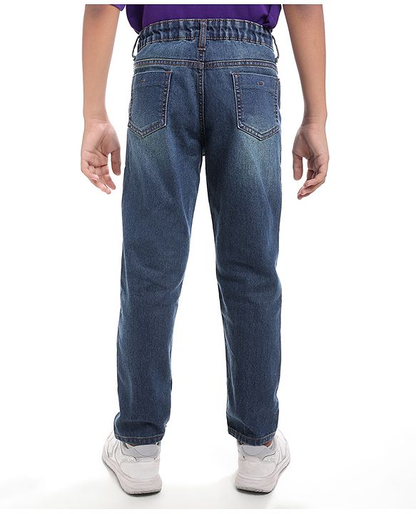 Pine Kids Denim Woven Full Length Washed Jeans - Blue