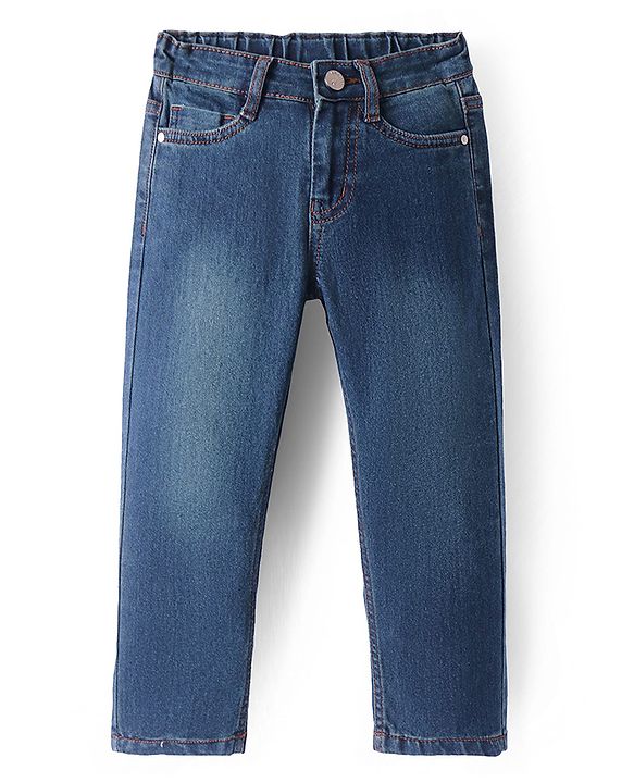 Pine Kids Denim Woven Full Length Washed Jeans - Blue