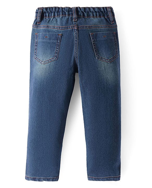 Pine Kids Denim Woven Full Length Washed Jeans - Blue