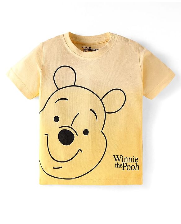 Babyhug Disney Single Jersey Knit Half Sleeves T-Shirt & Shorts Set With Winnie The Pooh Graphics & Ombre Effect - Yellow
