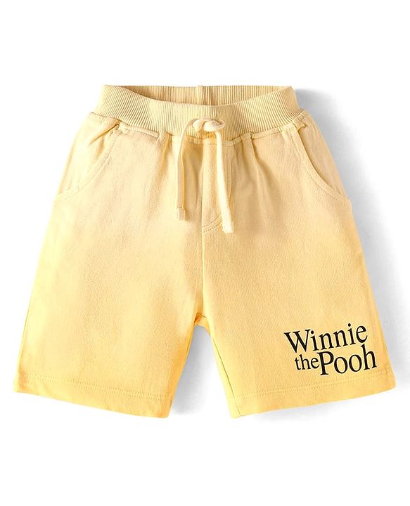 Babyhug Disney Single Jersey Knit Half Sleeves T-Shirt & Shorts Set With Winnie The Pooh Graphics & Ombre Effect - Yellow