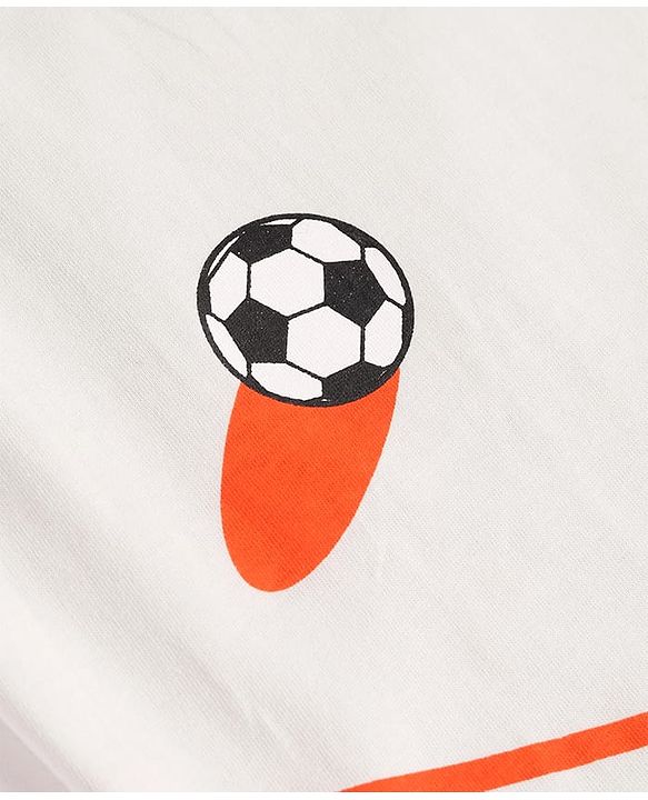 Pine Kids Cotton Knit Half Sleeves T-Shirt with Football Print - White