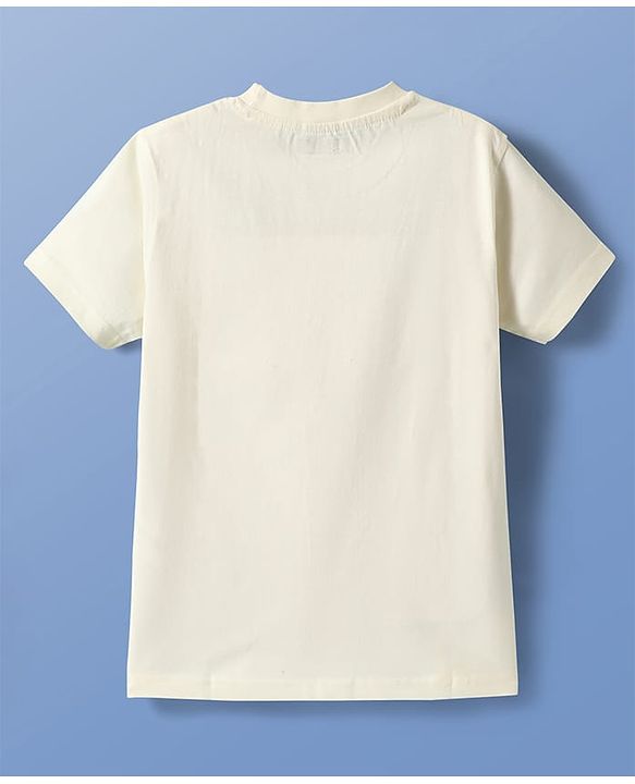 Pine Kids Cotton Knit Half Sleeves T-Shirt With Skate Theme Print - White