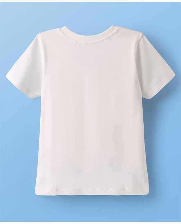 Pine Kids Cotton Knit Half Sleeves T-Shirt with Maimi Text Print - White