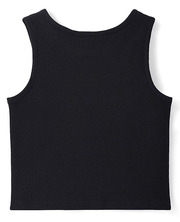 Pine Kids Cotton Knit Sleeveless Solid Color Ribbed Top - Black