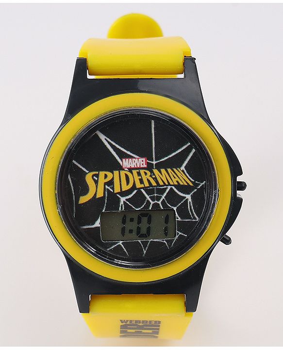 Pine Kids Marvel Digital Watch with Spiderman Print - Yellow  & Black