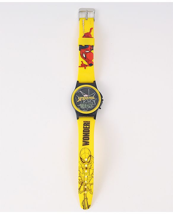 Pine Kids Marvel Digital Watch with Spiderman Print - Yellow  & Black