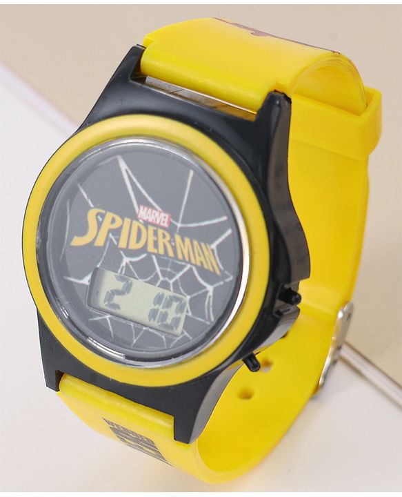 Pine Kids Marvel Digital Watch with Spiderman Print - Yellow  & Black