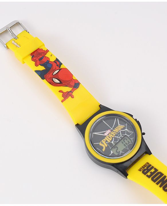 Pine Kids Marvel Digital Watch with Spiderman Print - Yellow  & Black