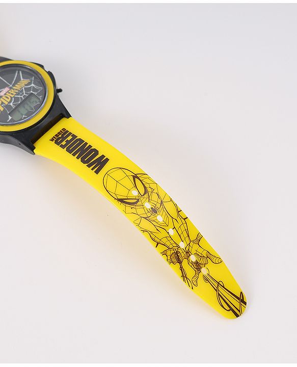 Pine Kids Marvel Digital Watch with Spiderman Print - Yellow  & Black