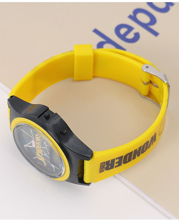 Pine Kids Marvel Digital Watch with Spiderman Print - Yellow  & Black