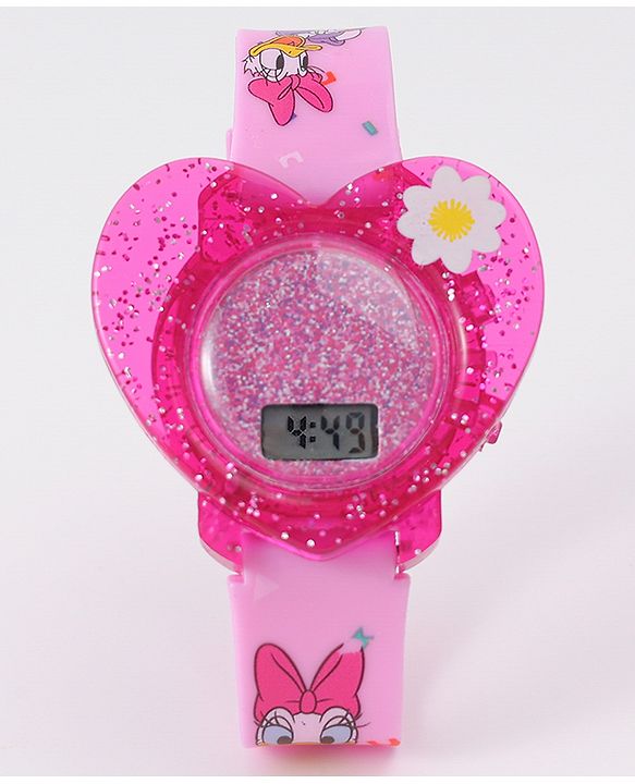 Babyhug Digital Watch Heart Shaped with Daisy Duck Print - Pink