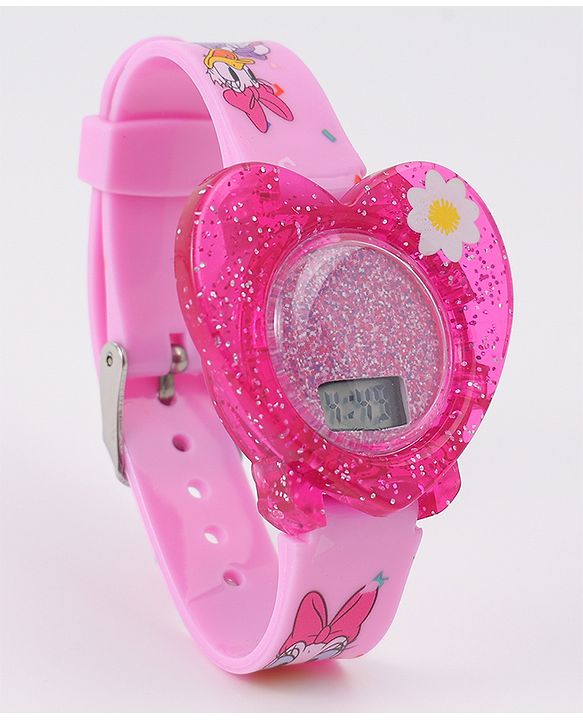 Babyhug Digital Watch Heart Shaped with Daisy Duck Print - Pink