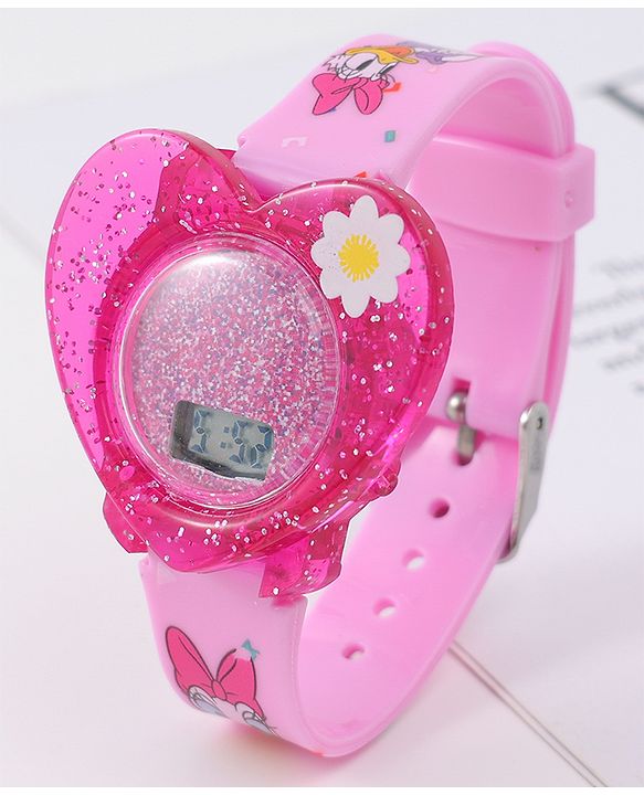 Babyhug Digital Watch Heart Shaped with Daisy Duck Print - Pink