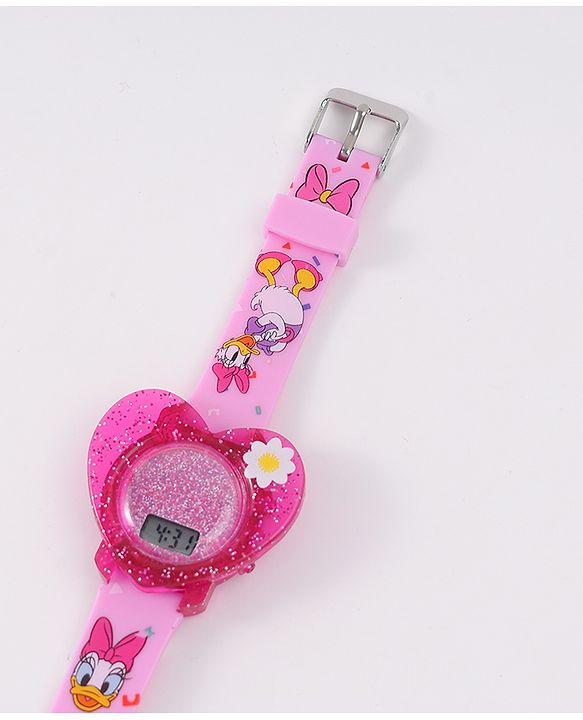 Babyhug Digital Watch Heart Shaped with Daisy Duck Print - Pink