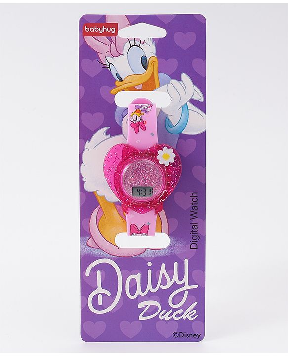 Babyhug Digital Watch Heart Shaped with Daisy Duck Print - Pink