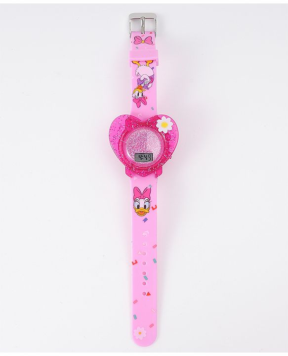 Babyhug Digital Watch Heart Shaped with Daisy Duck Print - Pink