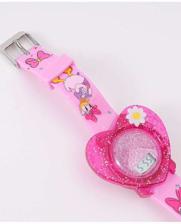 Babyhug Digital Watch Heart Shaped with Daisy Duck Print - Pink