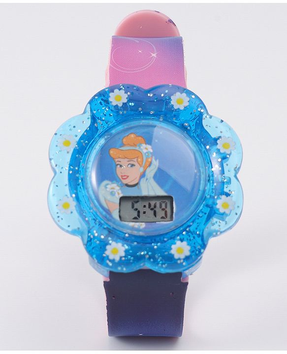Babyhug Digital Watch with Cinderella Print - Light Blue