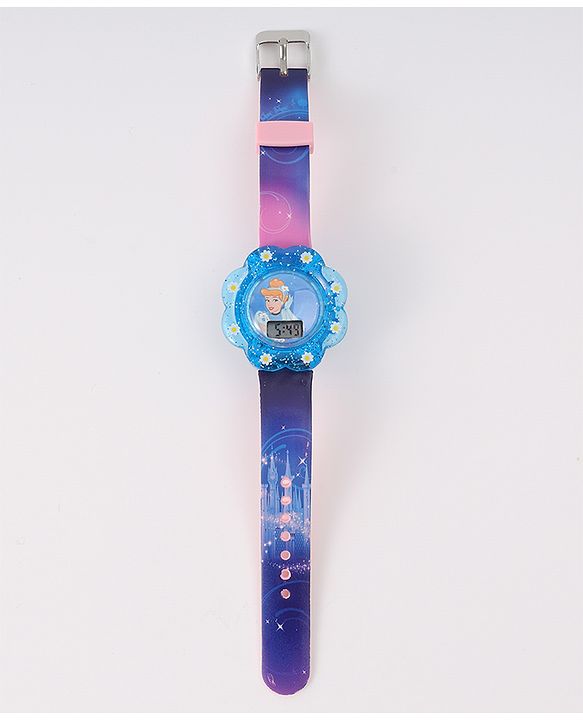 Babyhug Digital Watch with Cinderella Print - Light Blue