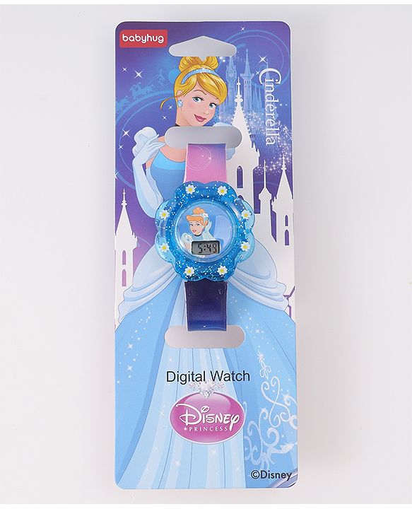 Babyhug Digital Watch with Cinderella Print - Light Blue