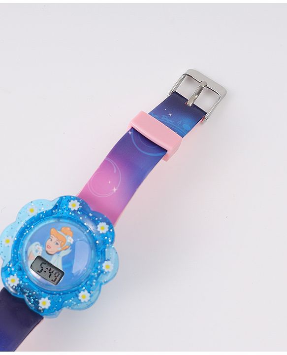 Babyhug Digital Watch with Cinderella Print - Light Blue