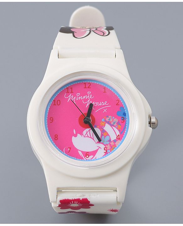Babyhug Analog Watch with Minnie Mouse Print - Pink & White