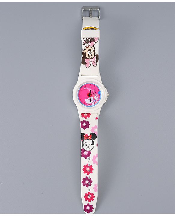 Babyhug Analog Watch with Minnie Mouse Print - Pink & White