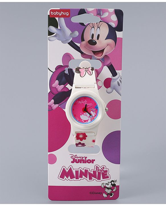 Babyhug Analog Watch with Minnie Mouse Print - Pink & White