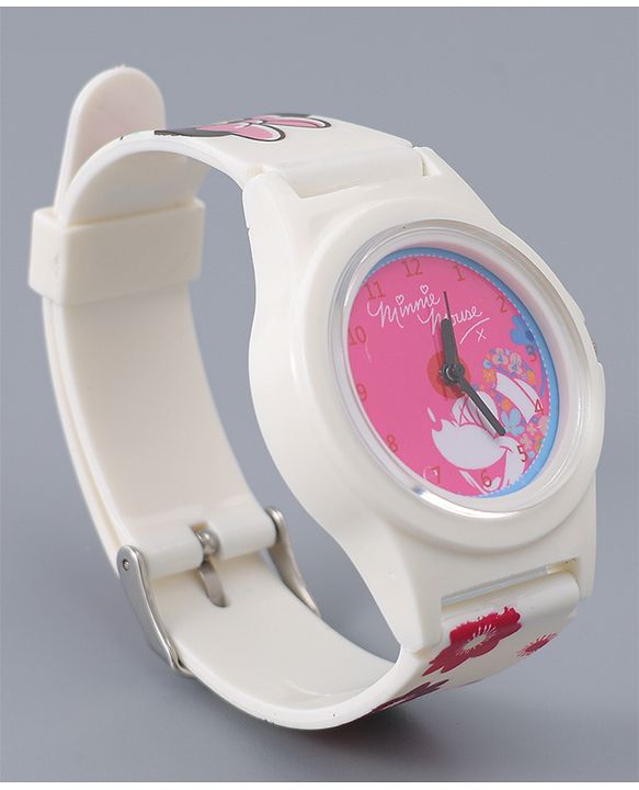 Babyhug Analog Watch with Minnie Mouse Print - Pink & White