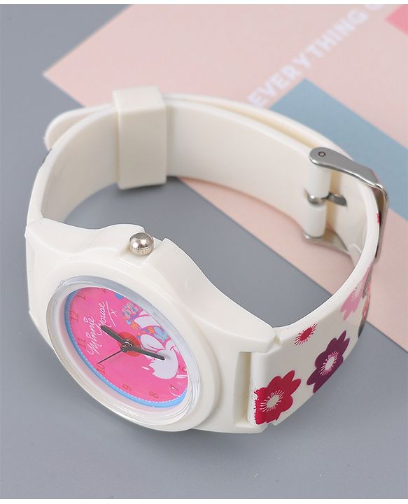 Babyhug Analog Watch with Minnie Mouse Print - Pink & White